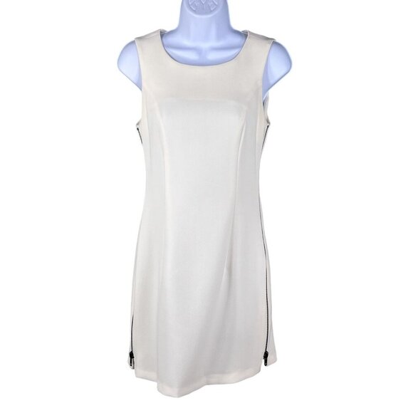 BCBGeneration Womens 4 Cream Shift Dress Multiway Zippers Office Career Wear - Picture 4 of 16